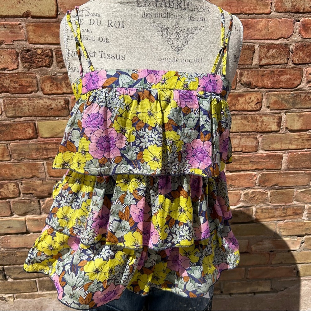 Anthropologie Leifnotes Tiered Petunia Tank Size 8